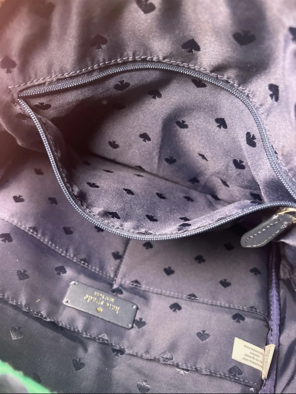 kate spade kids green polka dot backpack with black dots